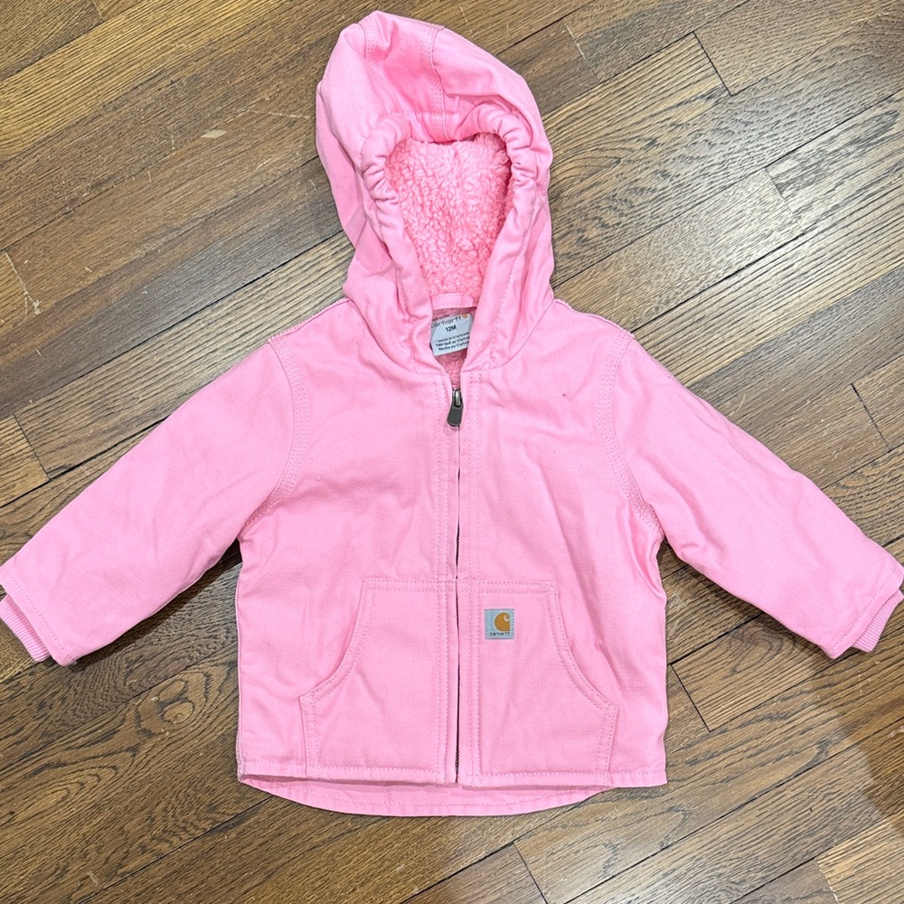 Carhartt Pink Sherpa-Lined Hooded Kids Jacket